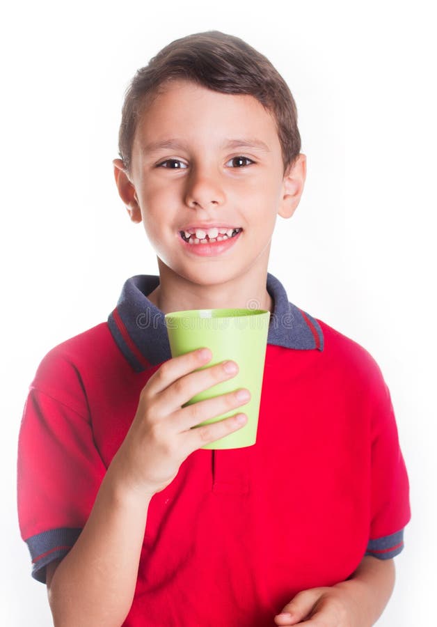 Boy holding plastic cup stock image. Image of handsome 61824899