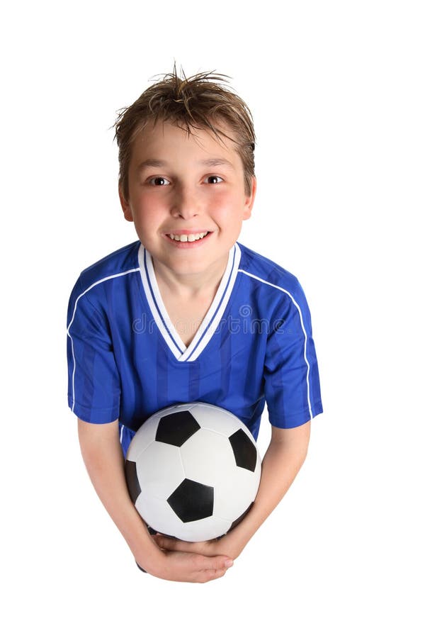 Boy holding soccer ball stock photo. Image of uniform 3063468
