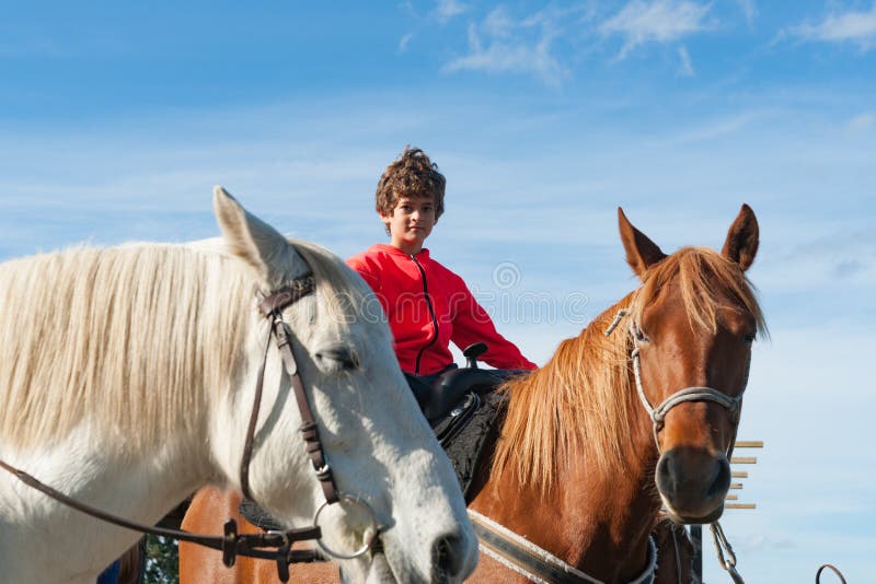 Boy horse riding stock image. Image of horse, child 184290445