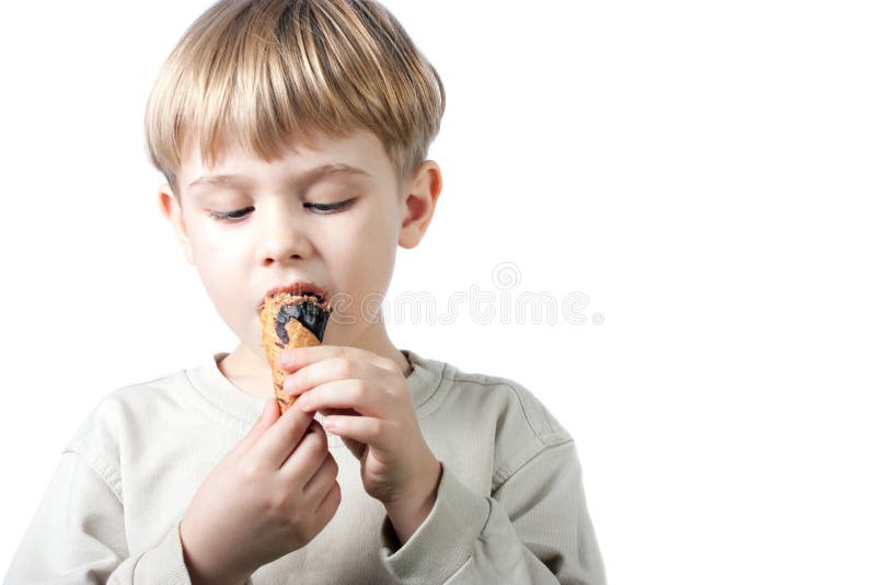 Boy with ice-cream isolated