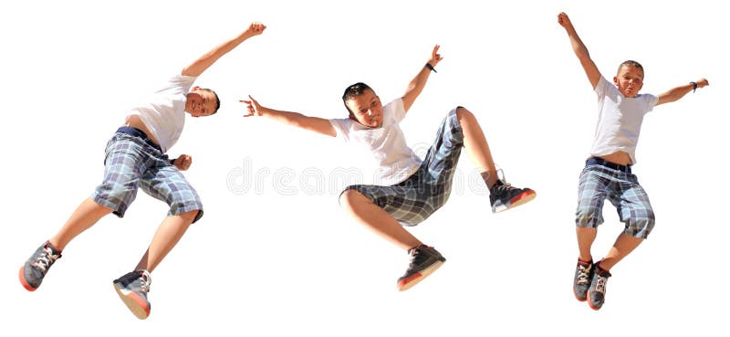 Boy jumping, isolated