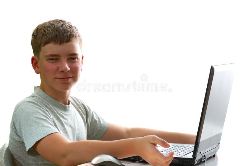 Boy with laptop stock photo. Image of computer, isolated 6455584