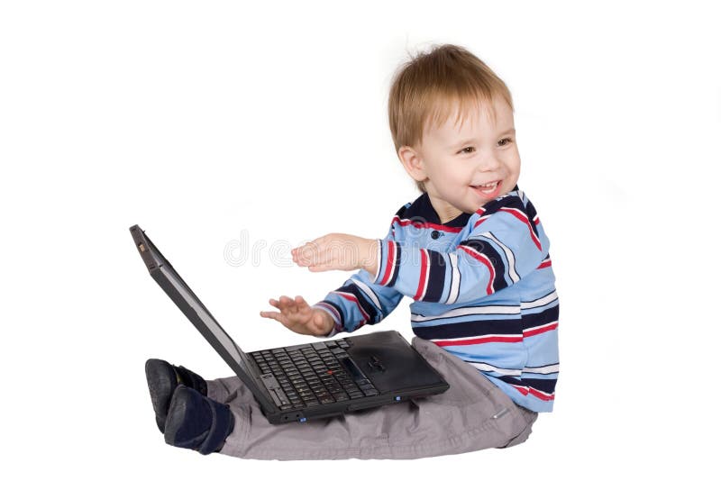 Boy and laptop stock image. Image of caucasian, computer 8559471