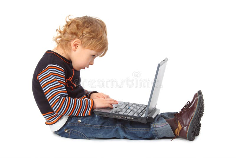 Boy with laptop at profile