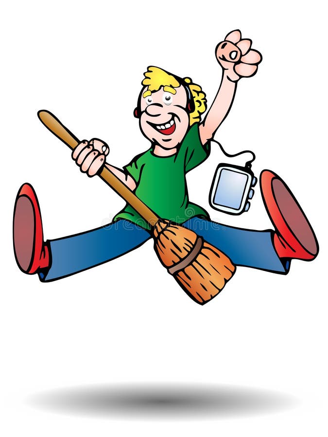 Boy listening music royalty free illustration