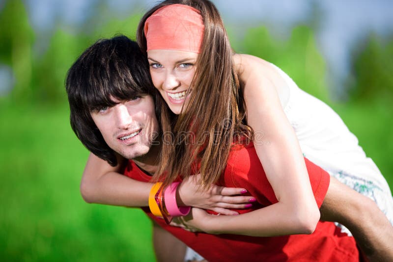 Boy and long-haired girl