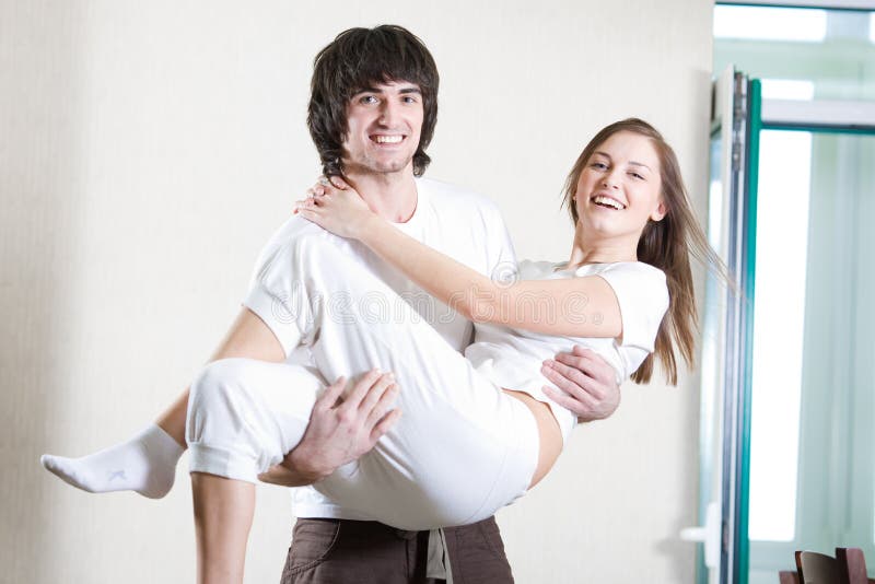 Boy and long-haired girl with smile