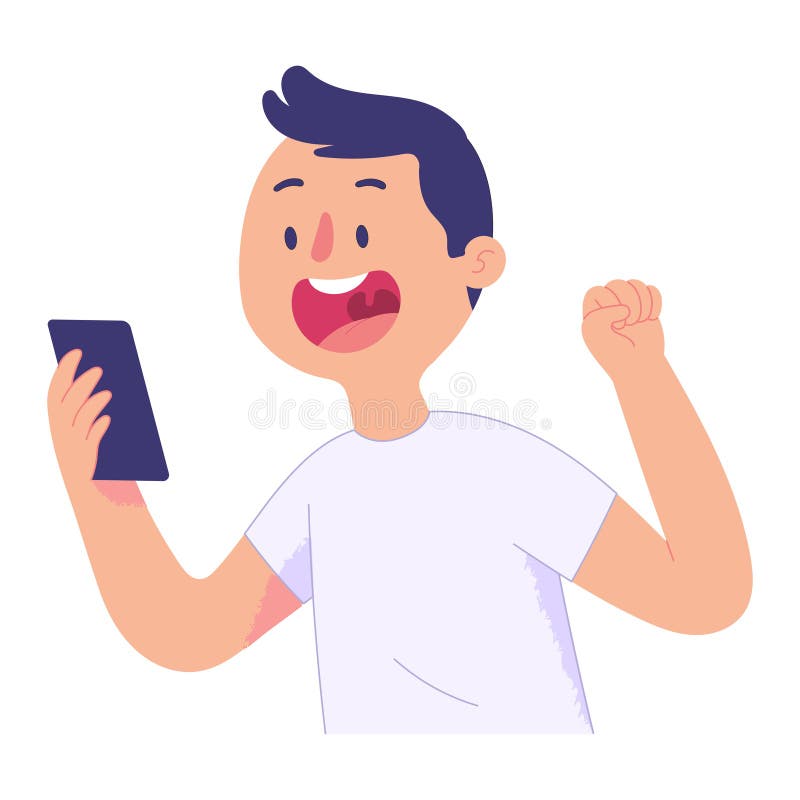 Boy looking at his phone stock vector. Illustration of casual - 160732507