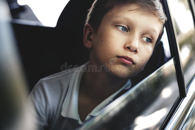 Boy Examining a Plant with a Magnifying Glass Stock Image Image of