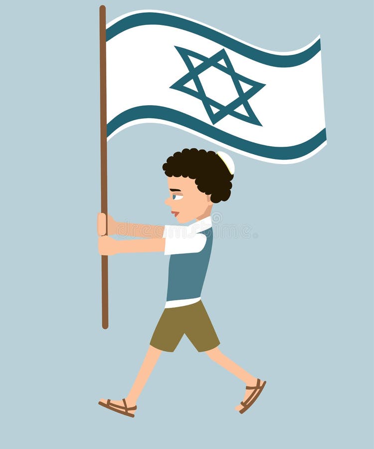 Boy Marching with Israel Flag Vector Illustration Stock Vector ...