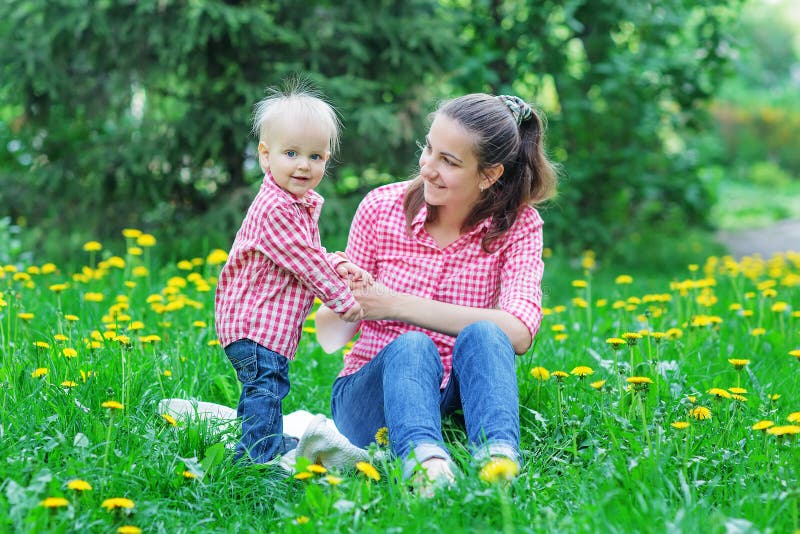 Boy with mother take rest