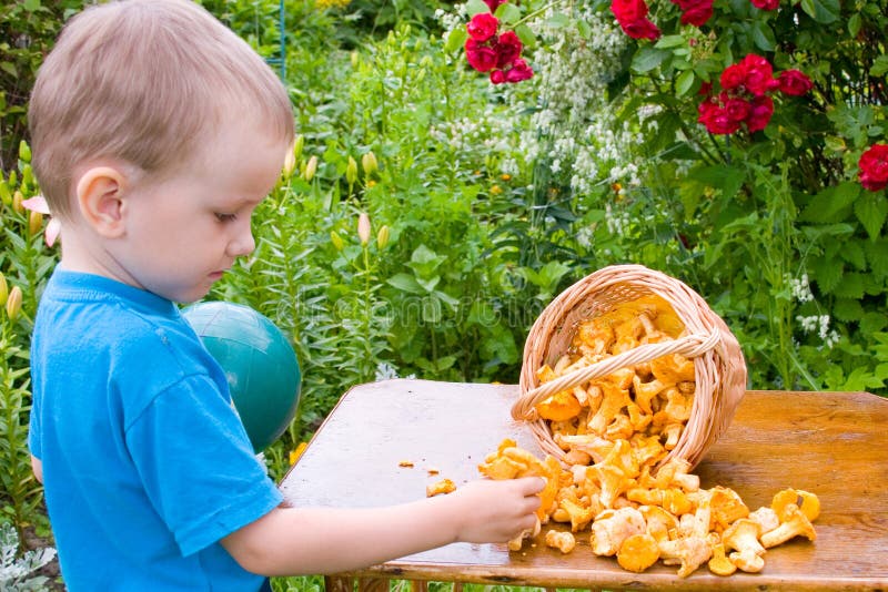 Boy with mushrooms