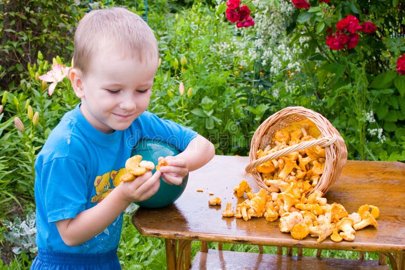 Boy with mushrooms