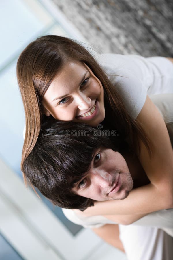 Boy and nice girl with long hair