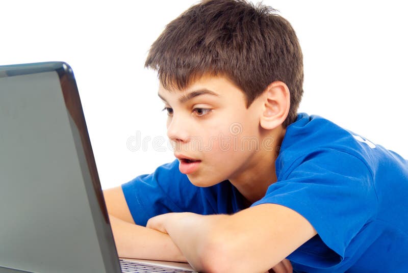Boy with the notebook royalty free stock photo