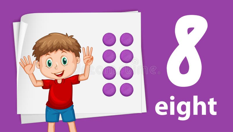 Number 8 Eight,educational Card,learning Counting with Fingers Stock ...