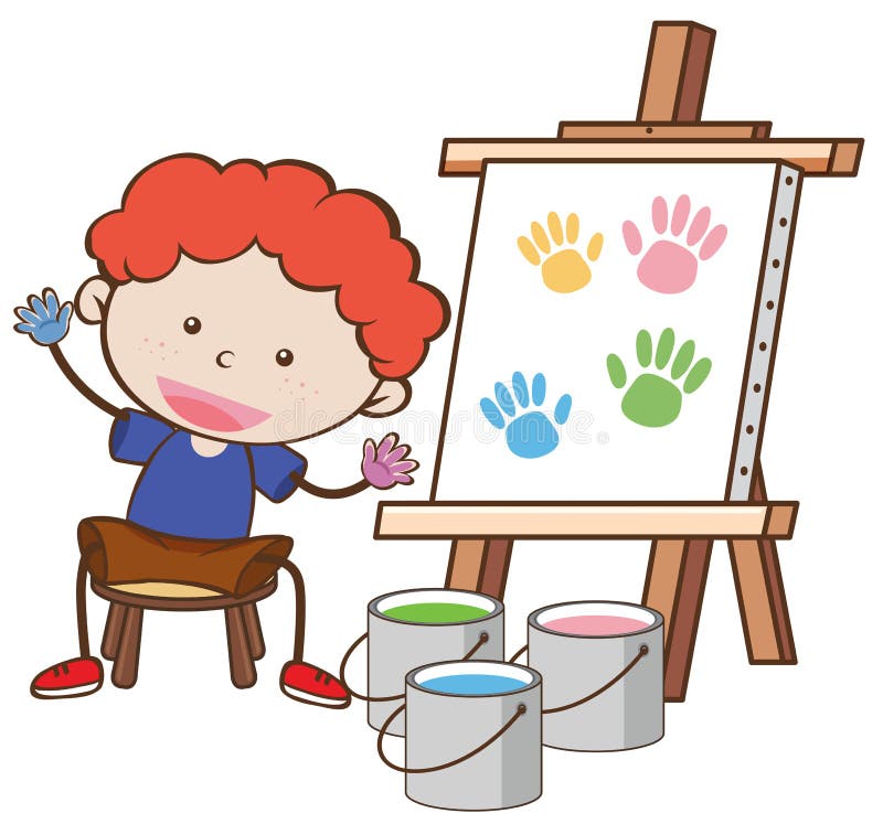 A Boy with Paining Board stock illustration A Boy with Paining Board stock illustration