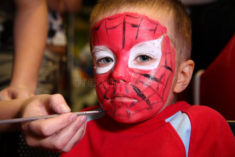 Spider man and face paint editorial photography. Image of caucasian -  70110332