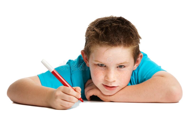 Boy with pen. stock image. Image of education, create 23365041