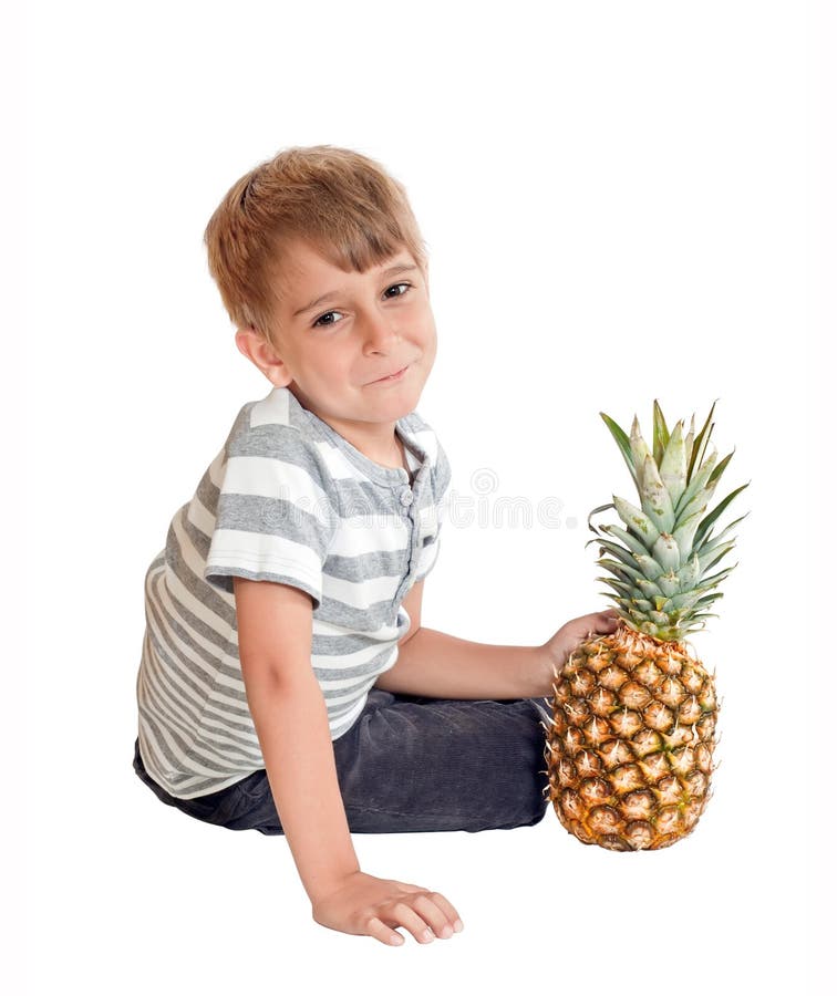 Boy with pineapple stock image. Image of smiling, smooth 21420435