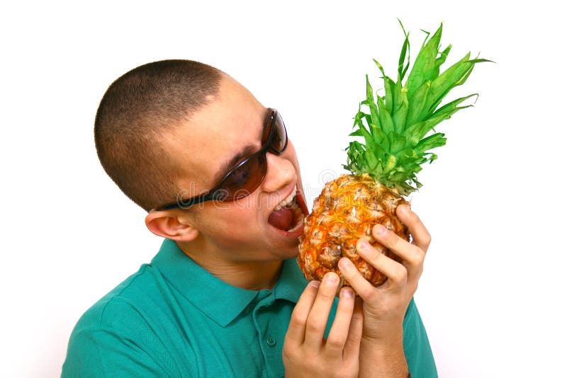 Boy with pineapple