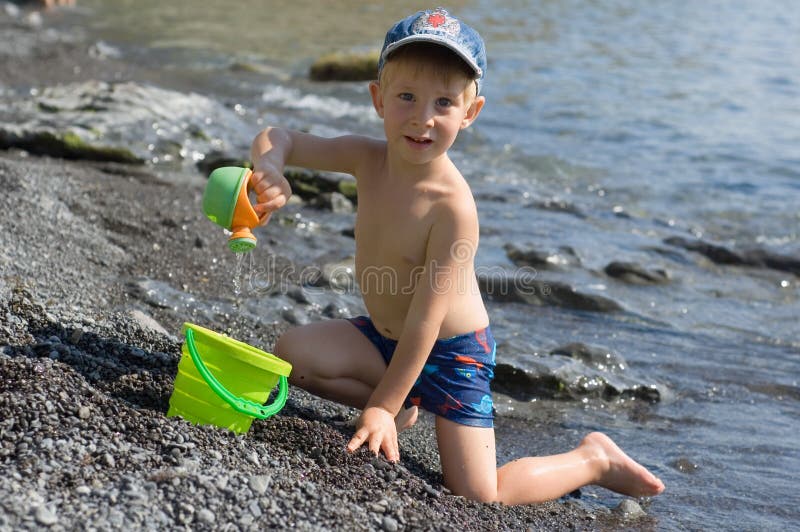 Boy play on the beach