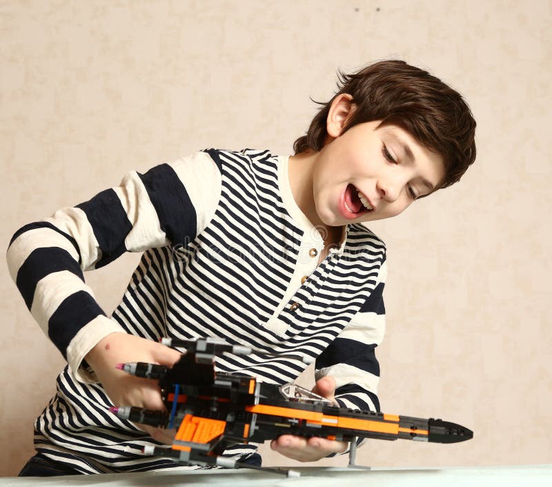 Boy Play War With Plain Close Up Photo Stock Im