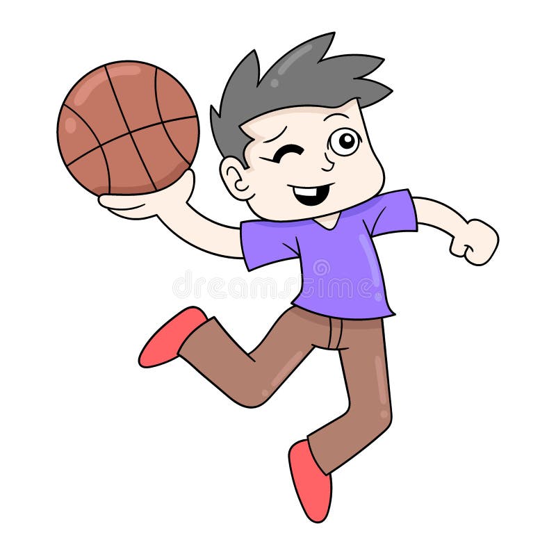 Boy Playing Basketball, Doodle Icon Image Kawaii Stock Vector