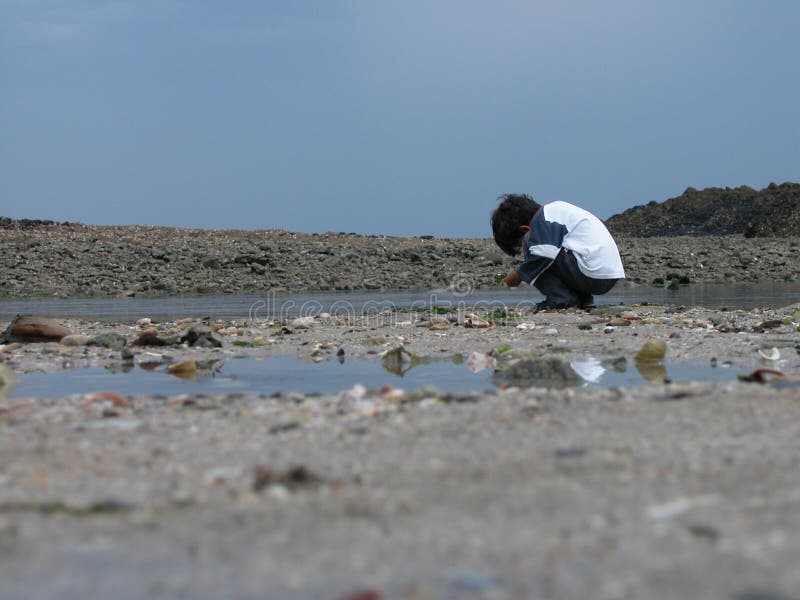 Boy playing on beach