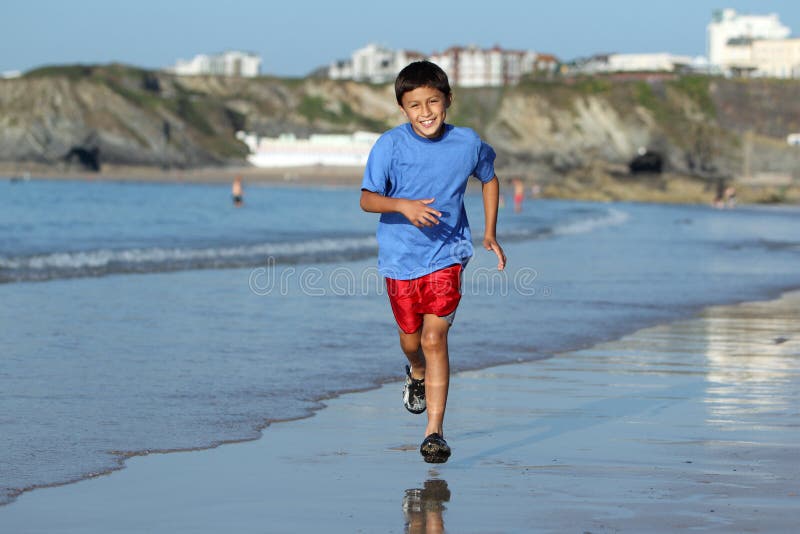 Boy playing on beach series