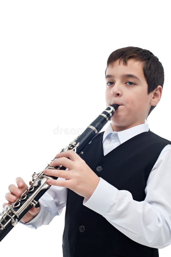 Boy Playing on the Clarinet Stock Image - Image of metal, performing:  29415673