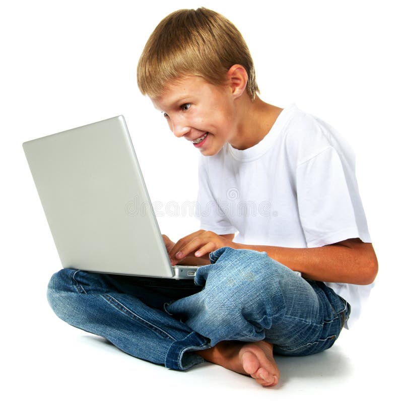 Boy playing computer game