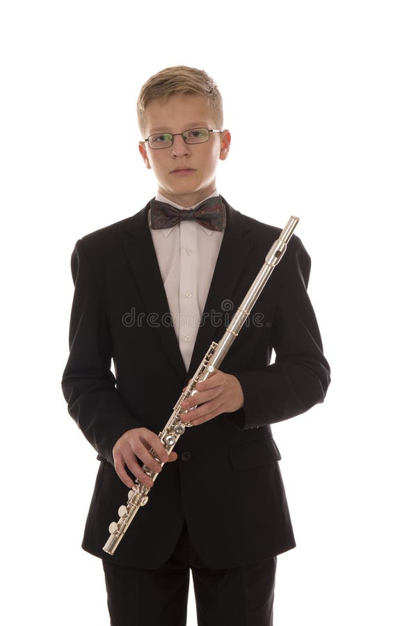 Boy playing a flute stock image. Image of classic, play 62809681
