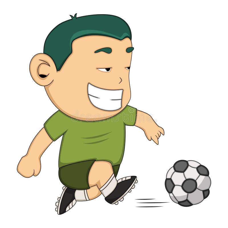 A Boy Playing Soccer Cartoon Stock Vector - Illustration of person, green:  72858547