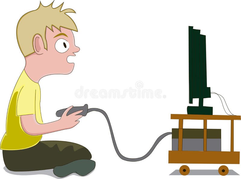 Boy playing video games vector illustration Boy playing video games vector illustration