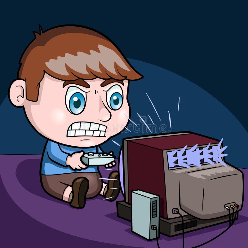 cartoon kid playing video games