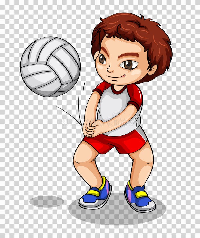 Boy Playing Volleyball On Transparent Background Stock Vector ...