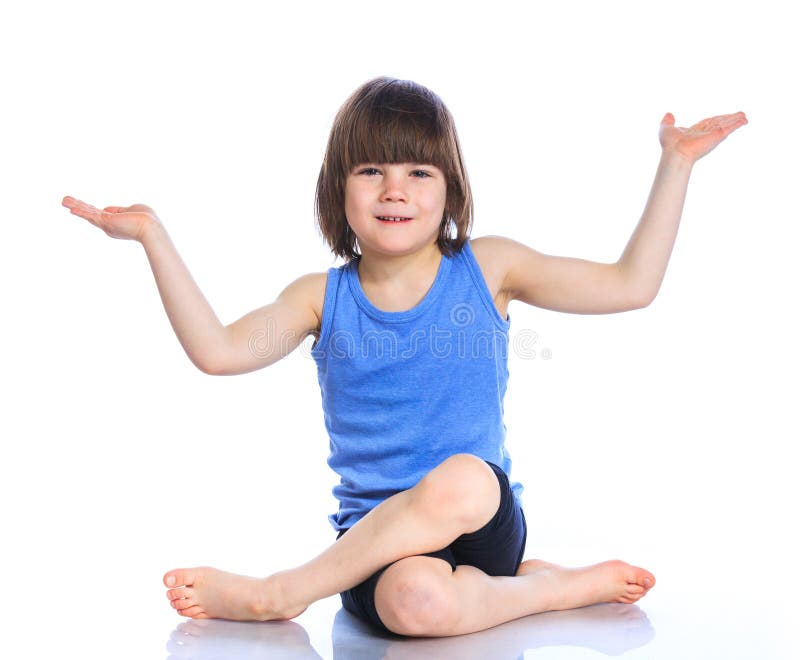 Boy practice yoga stock image. Image of carpet, relish - 71229339