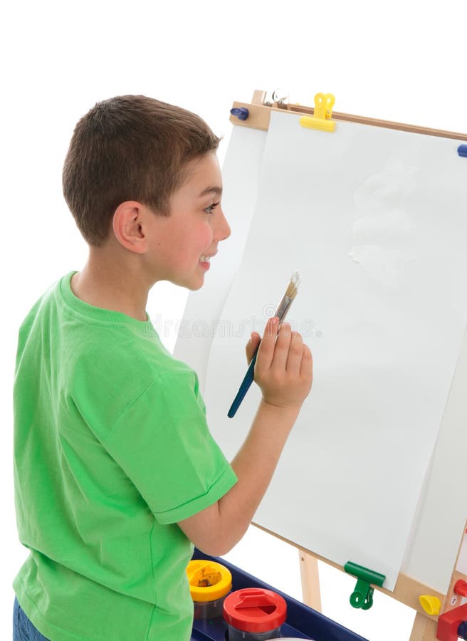 Little Boy Starting To Paint a Picture Stock Photo Image of painter