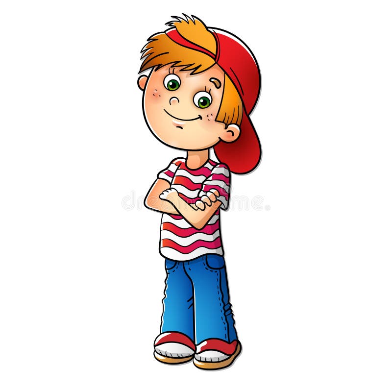 Boy in a Red Cap and Striped T-shirt Stock Vector - Illustration of good, bangs: 60101068 Boy in a Red Cap and Striped T-shirt Stock Vector - Illustration of good, bangs: 60101068