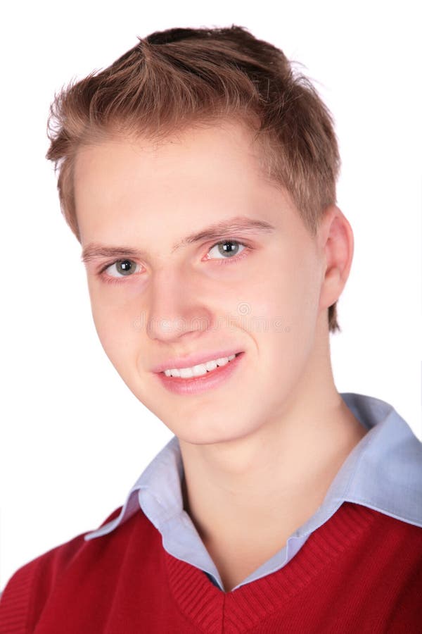 Boy in Red Jacket Face Closeup Stock Image Image of slim, student