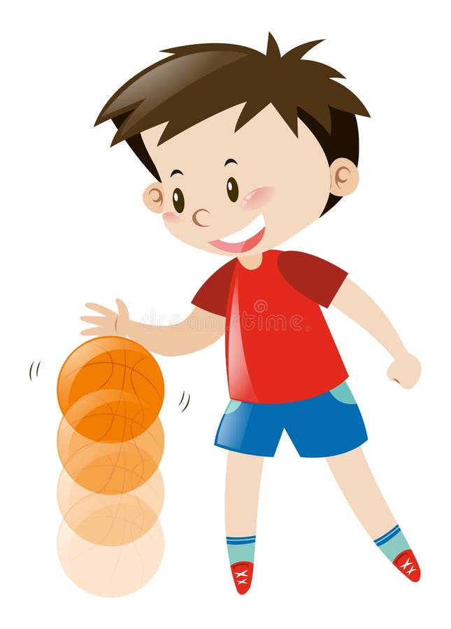 Boy in Red Shirt Bouncing Basketball Stock Vector - Illustration of clipart,  object: 79623299