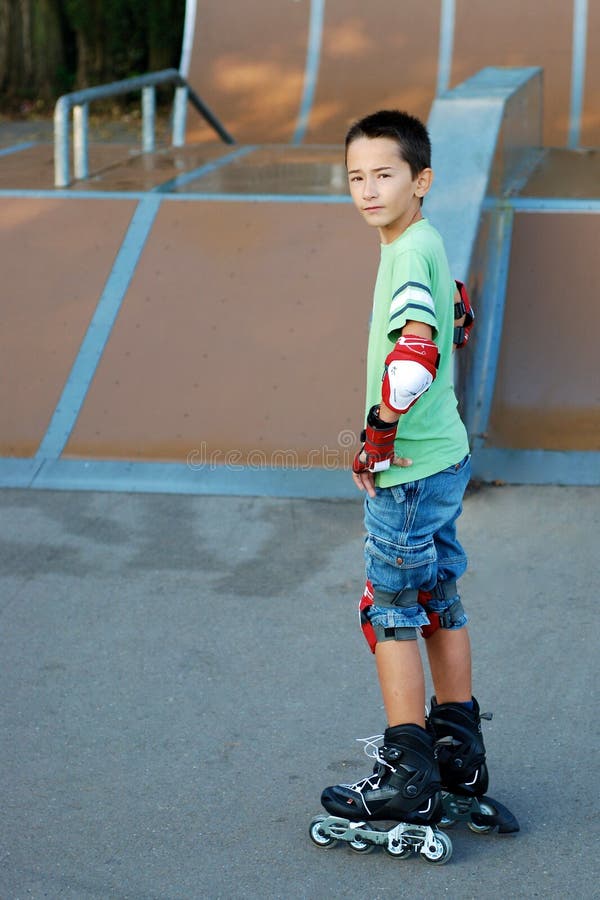 Roller Blader Coming Down from Ramp Stock Photo Image of dangerous