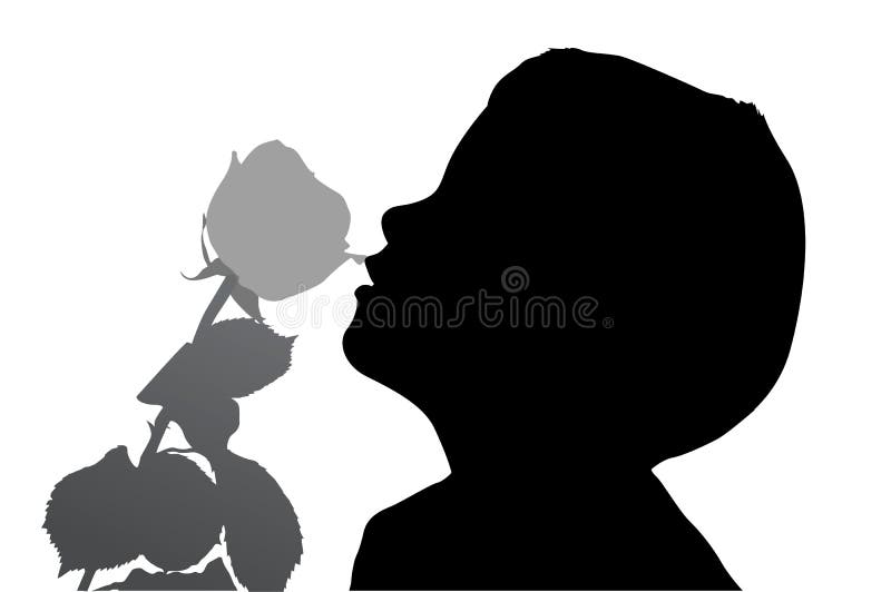 Boy with rose silhouette royalty free illustration Boy with rose silhouette royalty free illustration