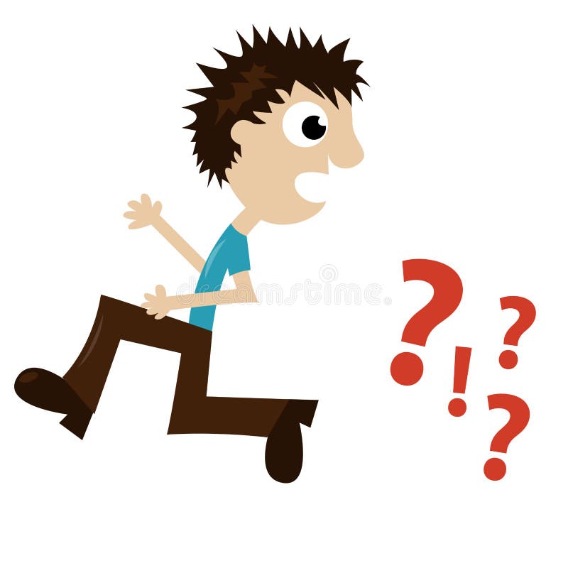 Boy Running Away from Question Marks Stock Vector ...