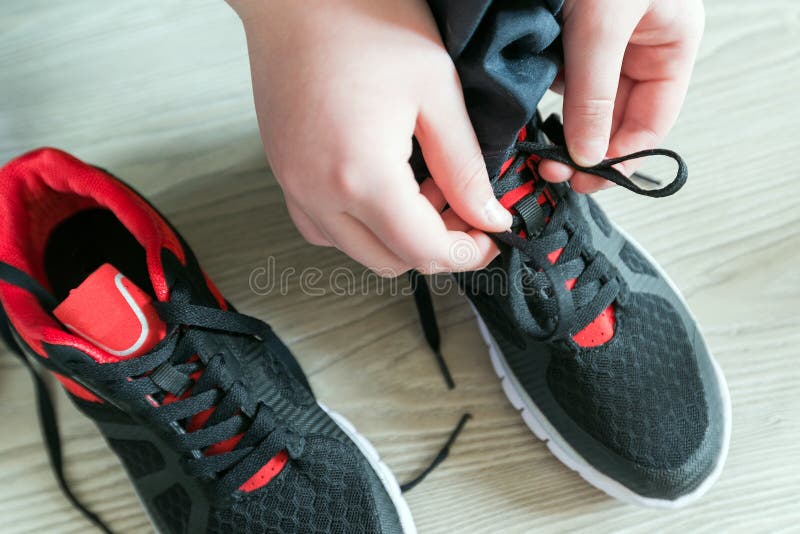 The Boy Running Shoes Laces Stock Photo Image of marathon, foot 51911926