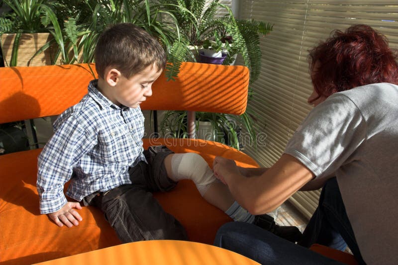 Boy s leg bandage stock photo. Image of pediatric, medical 6969416