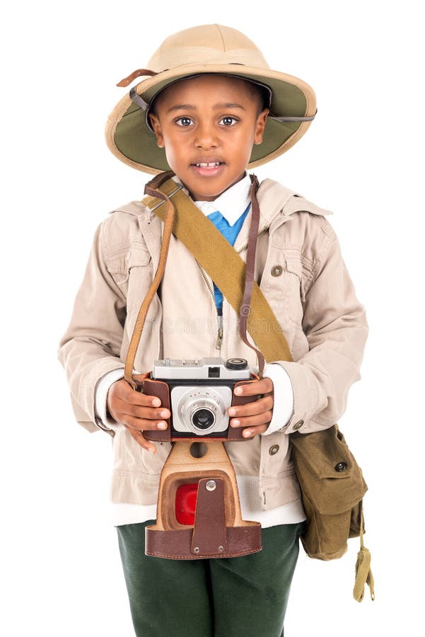Boy in safari clothes stock photo. Image of person, retro 92580718