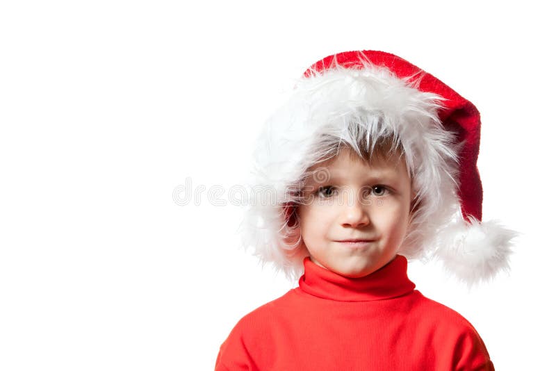 Boy in Santa Clause hat stock image. Image of cute, attractive 22023647