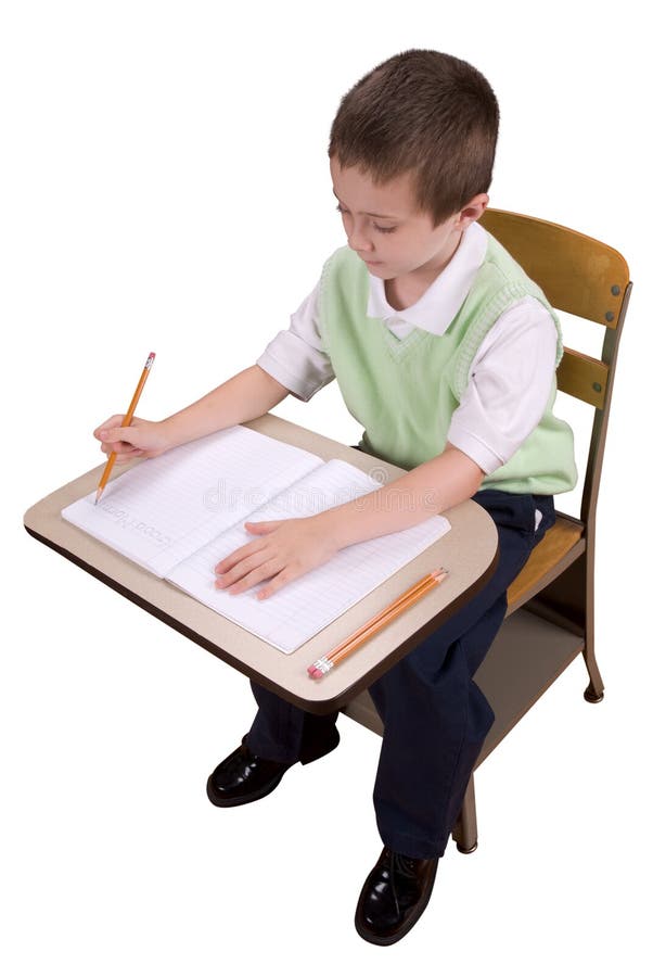 Boy at school desk stock image. Image of teach, sweet 3047977